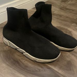 Black Sock Sneakers with White Sole